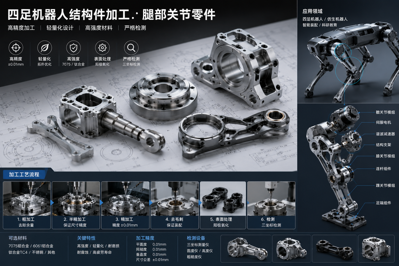 四足机器人结构件加工：腿部关节零件的难点解析